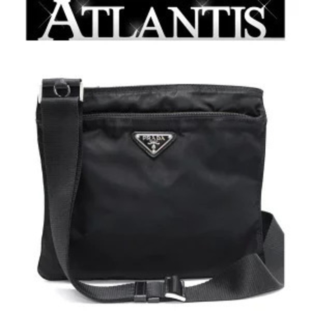 Prada Triangle Shoulder Bag Messenger Black Gusset